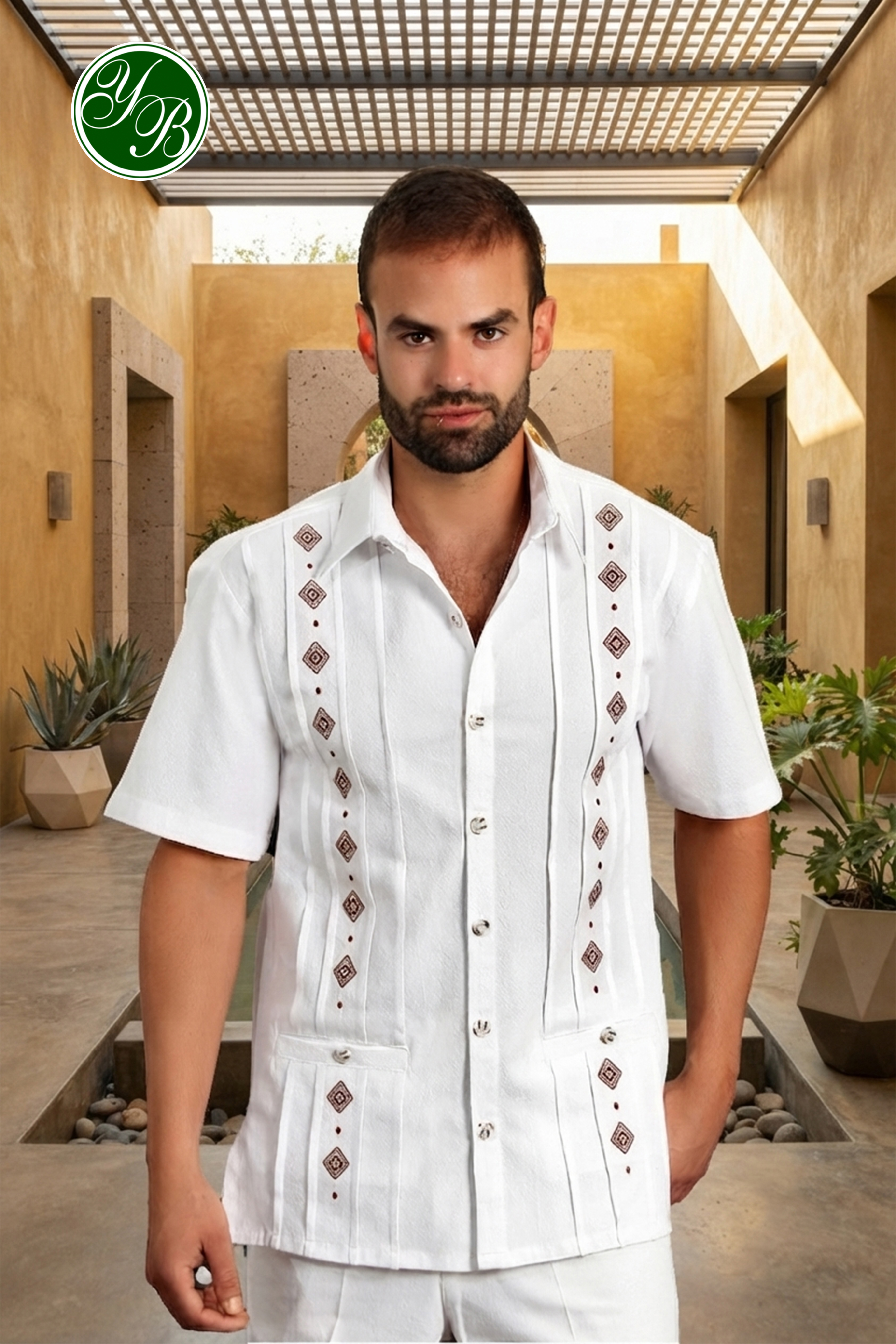 Lookbook Yessica Basulto con camisa de manta y logotipo de marca